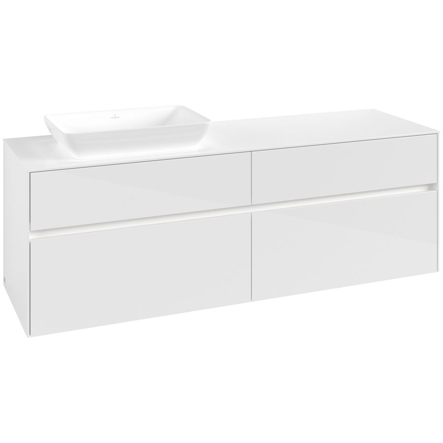 Wastafelonderkast Collaro 1600x548x500mm Glossy White C121B0DH