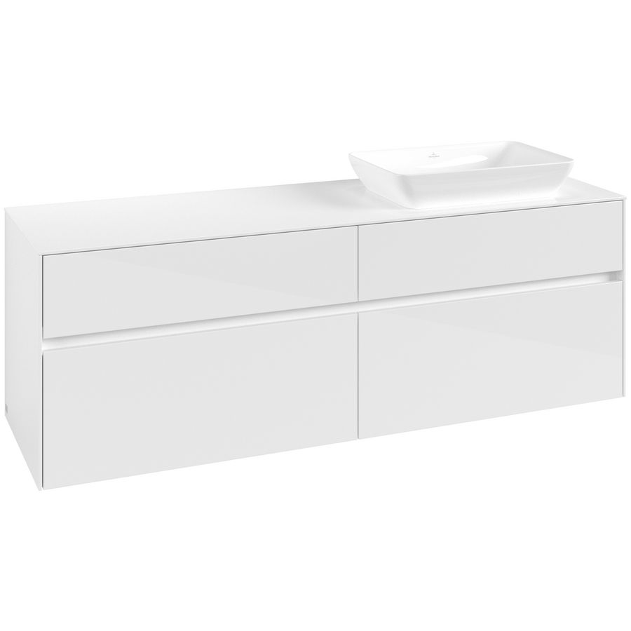 Wastafelonderkast Collaro 1600x548x500mm Glossy White C12200DH