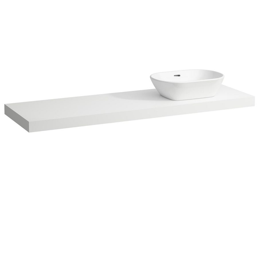 Wastafelblad LANI 160cm met uitsparing rechts mat wit