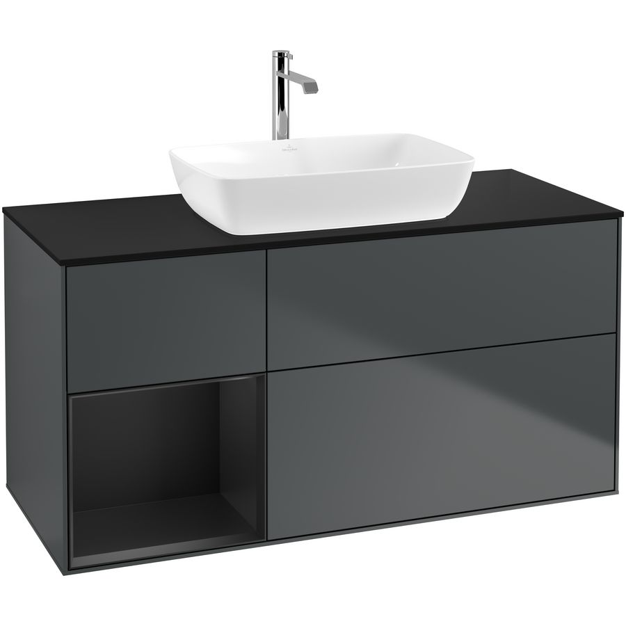 Wastafelonderkast Finion 1200x603x501mm Mid.Blue Matt Lacquer F822PDHG