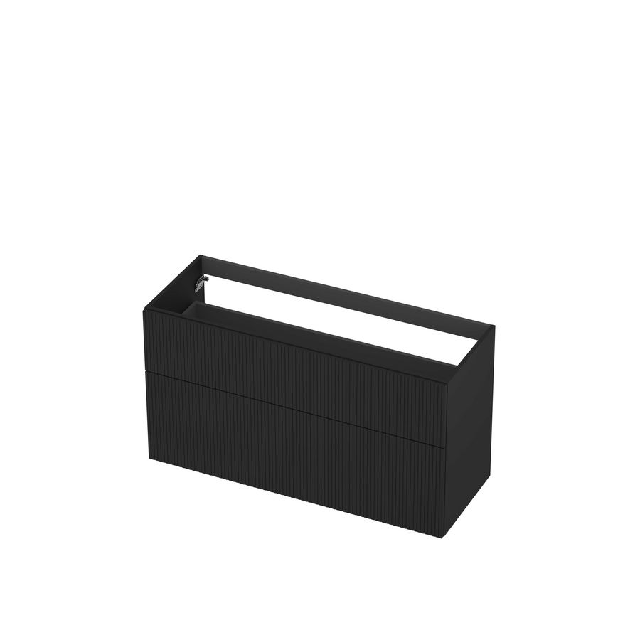 Onderkast 2L a-sym gelakt gefreesd front 120cm mat zwart