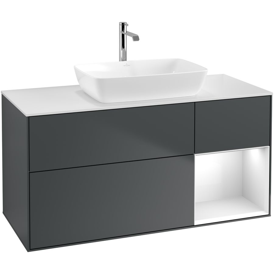 Wastafelonderkast Finion 1200x603x501mm Mid.Blue Matt Lacquer F831GFHG