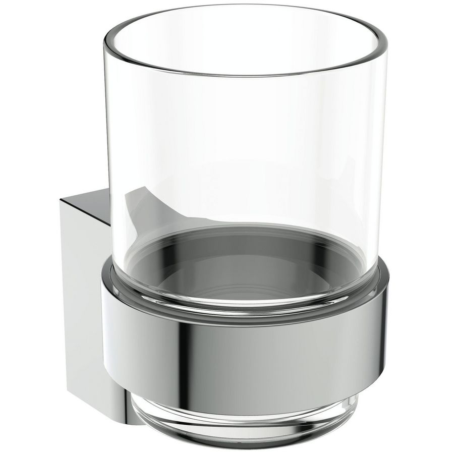 CONNECT transpar. glas met houder (wand) chroom