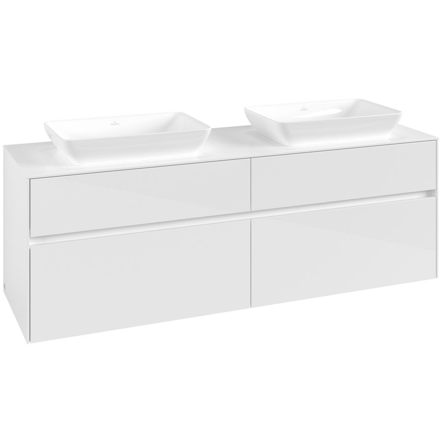 Wastafelonderkast Collaro 1600x548x500mm Glossy White C12300DH