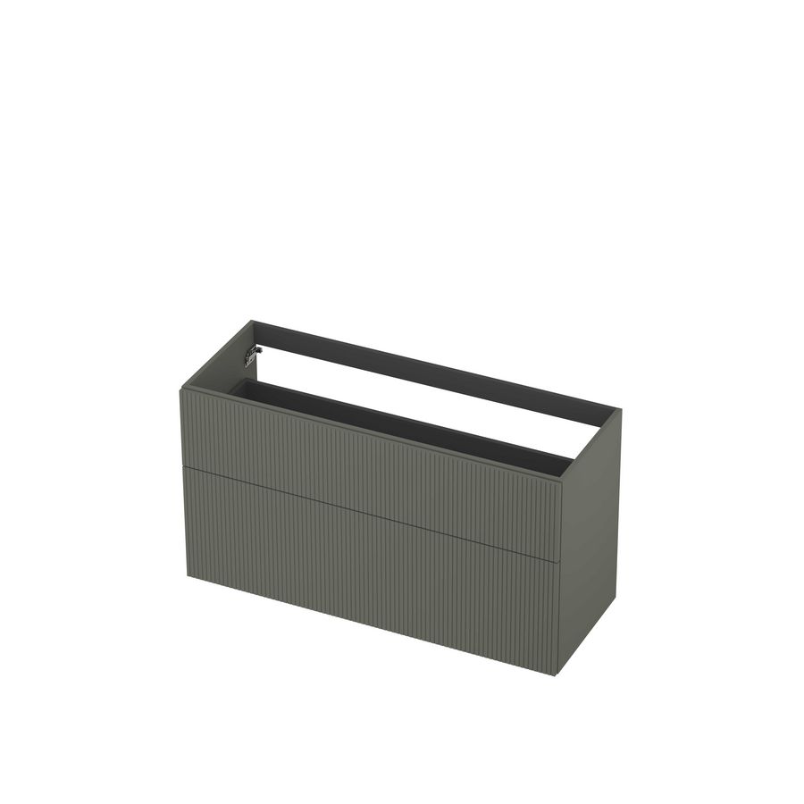 Onderkast 2L a-sym gelakt gefreesd front 120cm mat beton groen