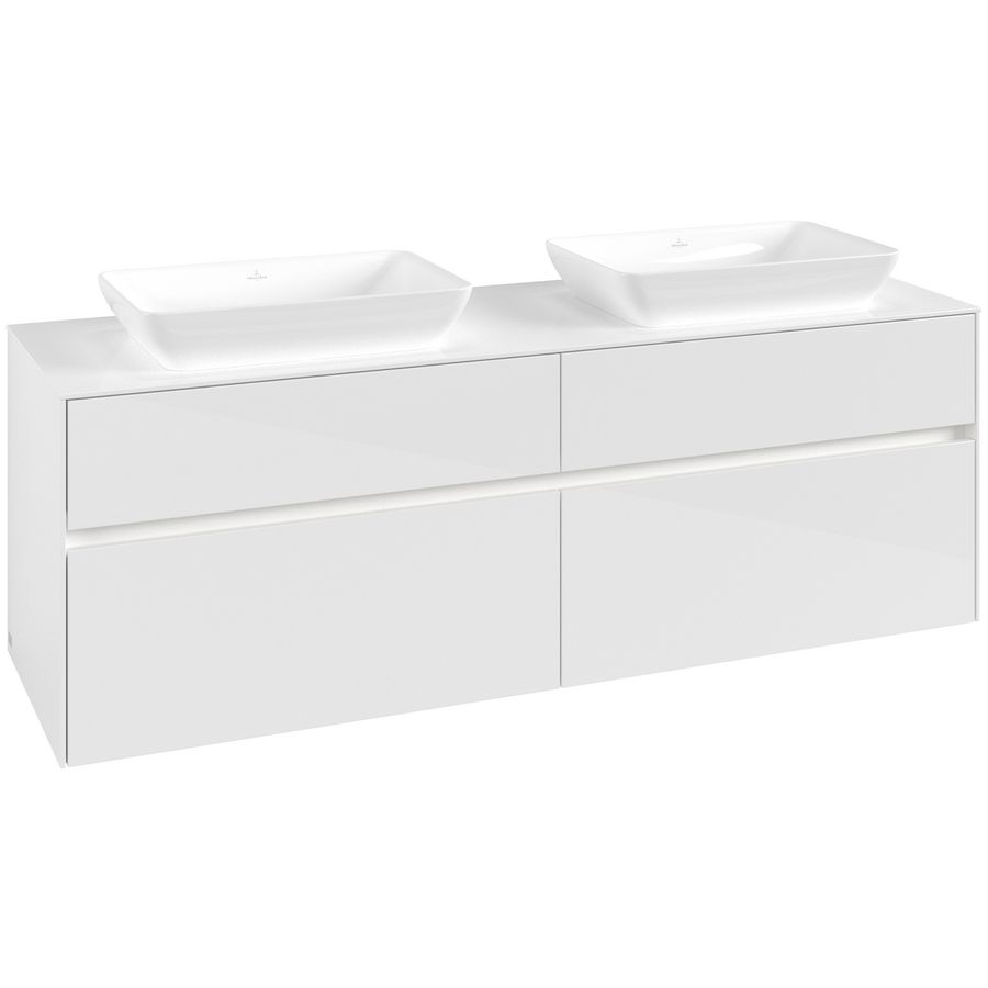 Wastafelonderkast Collaro 1600x548x500mm Glossy White C123B0DH