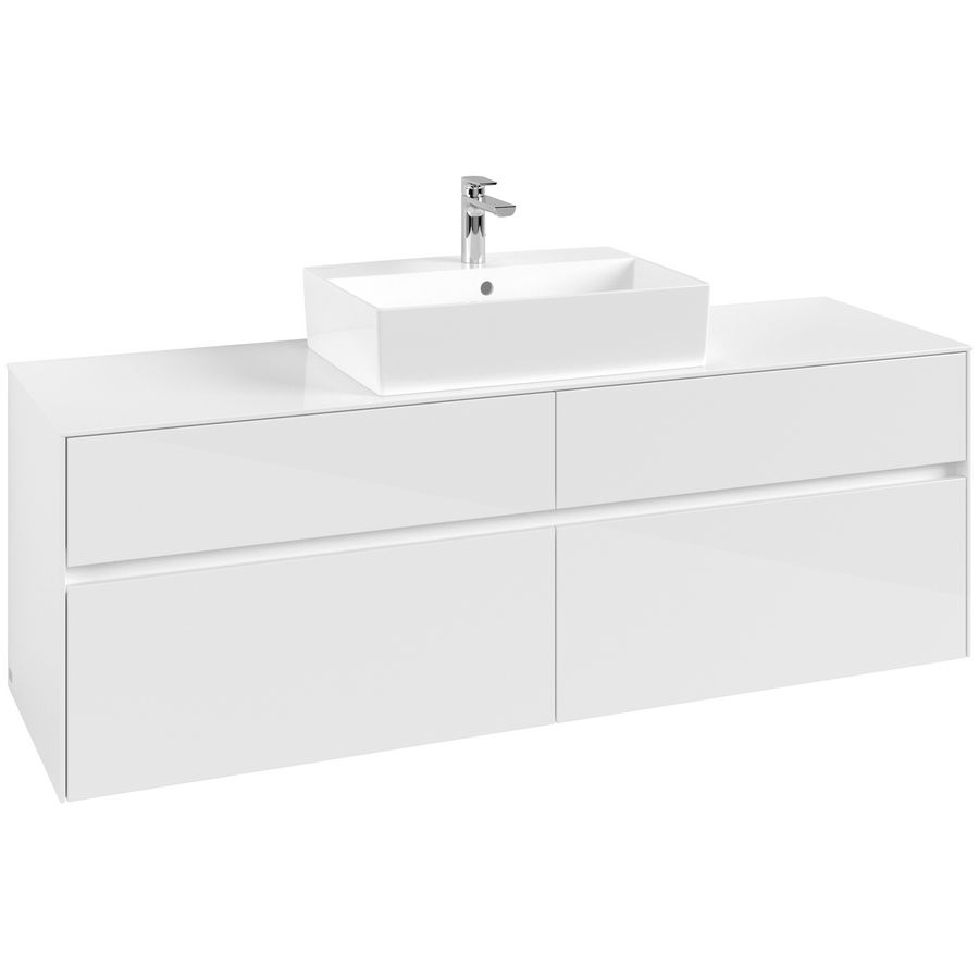Wastafelonderkast Collaro 1600x548x500mm Glossy White C13400DH