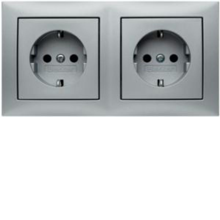 Wandcontactdoos RA 2-v afdekraam berker S.1 alulook
