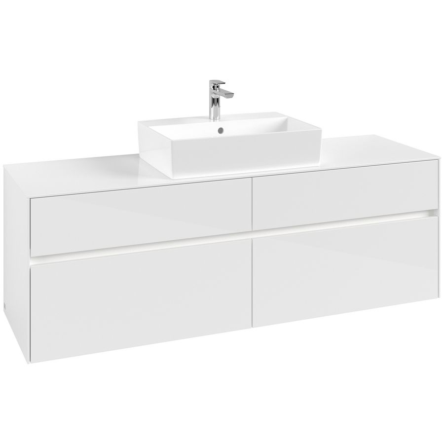 Wastafelonderkast Collaro 1600x548x500mm Glossy White C134B0DH