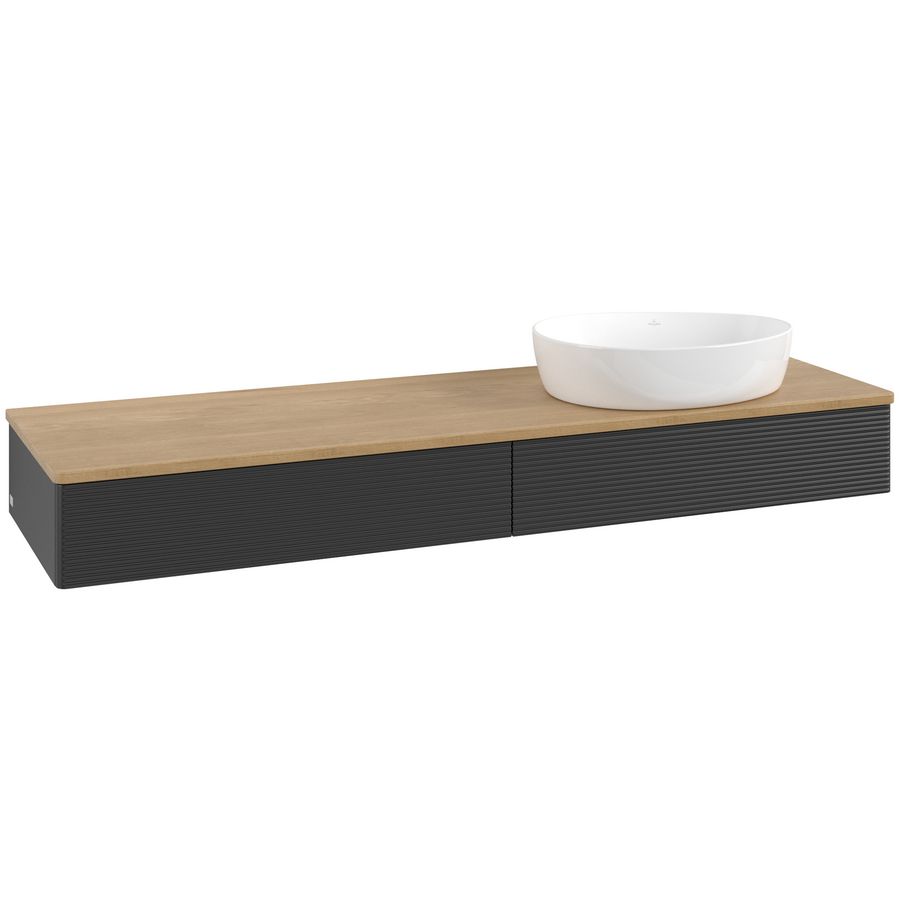 Wastafelonderkast Antao 1600x190x500mm Black Matt Lacquer K16111PD