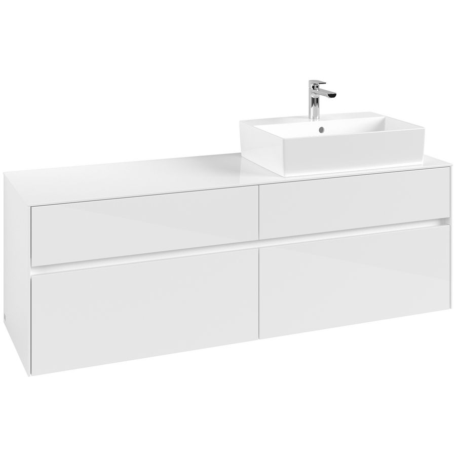 Wastafelonderkast Collaro 1600x548x500mm Glossy White C13600DH