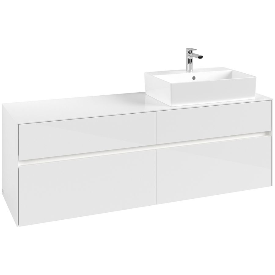 Wastafelonderkast Collaro 1600x548x500mm Glossy White C136B0DH