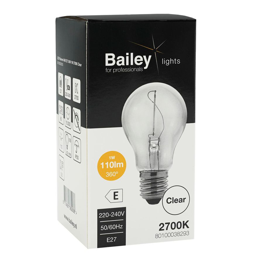 LED-lamp A60 CL FIL E27 1W 13W 110lm 827 helder