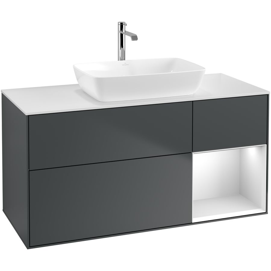 Wastafelonderkast Finion 1200x603x501mm Mid.Blue Matt Lacquer F831MTHG