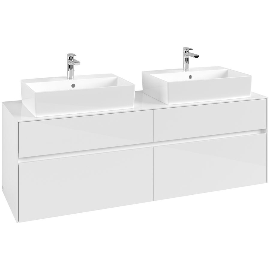 Wastafelonderkast Collaro 1600x548x500mm Glossy White C13700DH