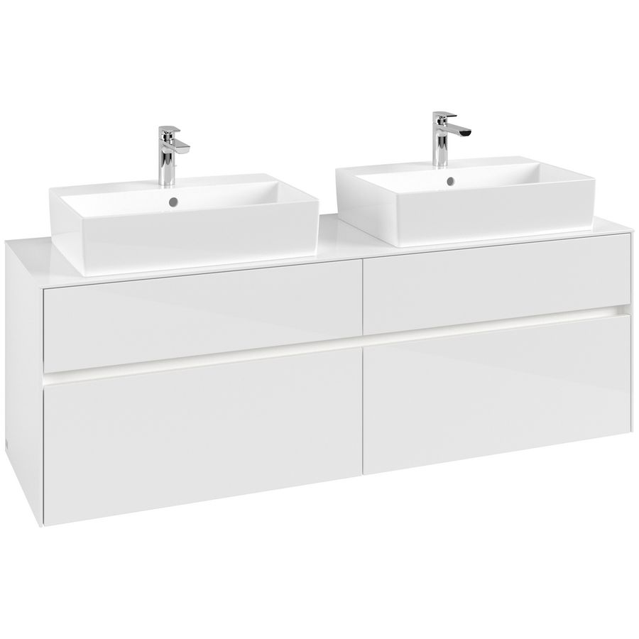 Wastafelonderkast Collaro 1600x548x500mm Glossy White C137B0DH