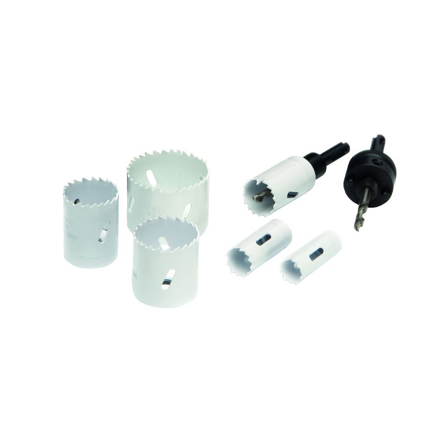 HSS-bimetaal gatzagenset elektro Ø22, Ø29, Ø35, Ø44, Ø51, Ø64mm + 2 houders