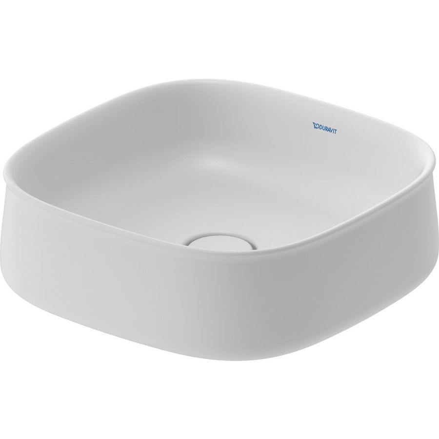 Zencha #237342 Opzetwastafel wit Zijdemat 420mm geslepen zonder kraangat