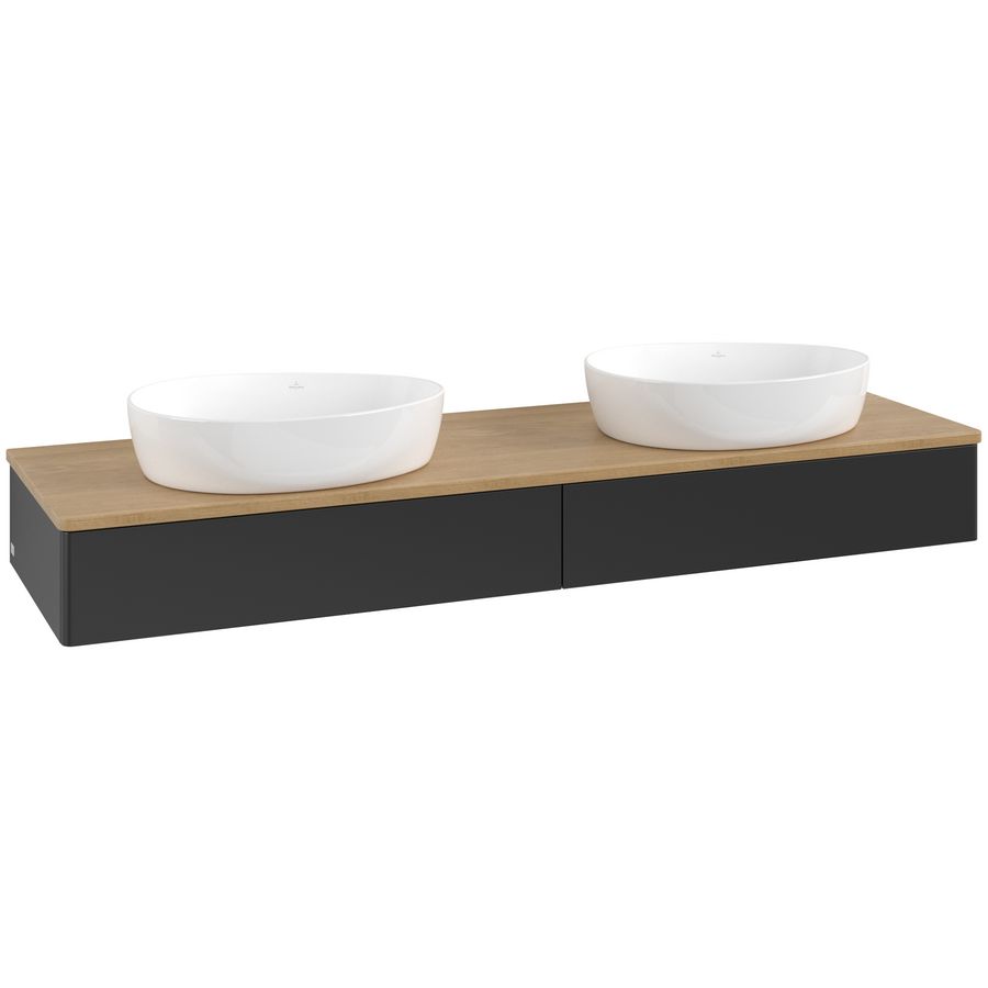 Wastafelonderkast Antao 1600x190x500mm Black Matt Lacquer K17011PD