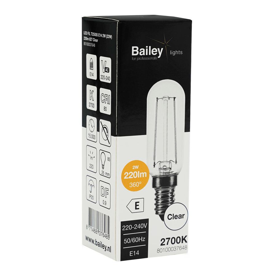 LED-lamp T25x85 FIL E14 2W 22W 220lm 827 helder