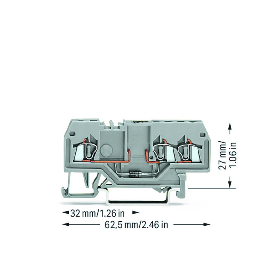 Moduleklem 3-draads met diode 1N4007 279-673/281-410 VVE=100
