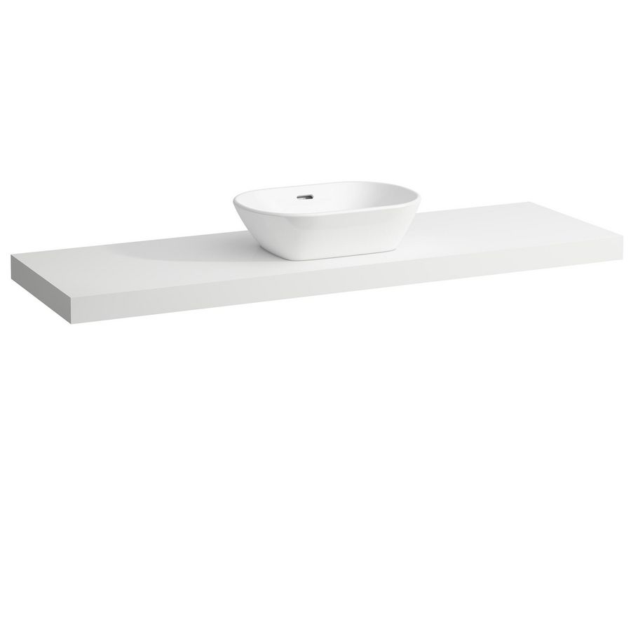 Wastafelblad LANI 160cm met uitsparing midden mat wit