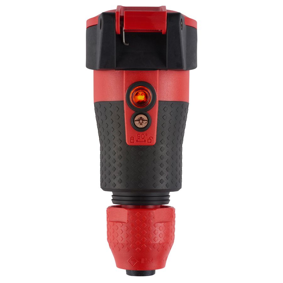 Koppelcontactstop geaard klapdeksel schuko 2K rood