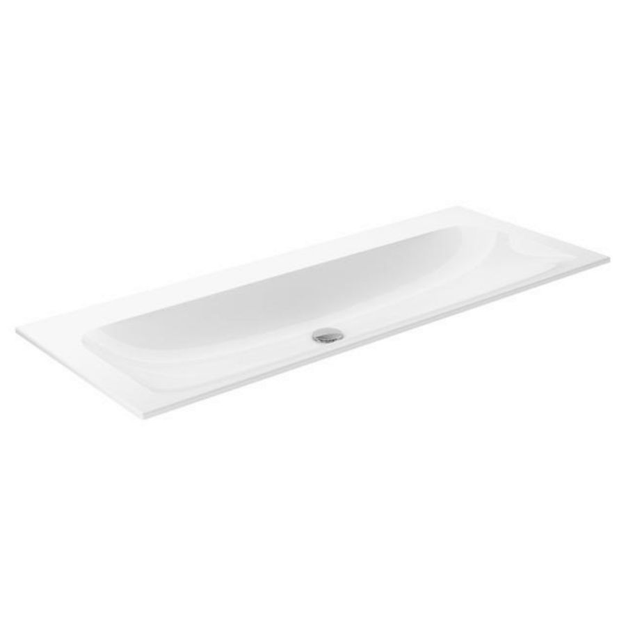 Plan wastafel 1205x493x17mm wit zonder kraangat