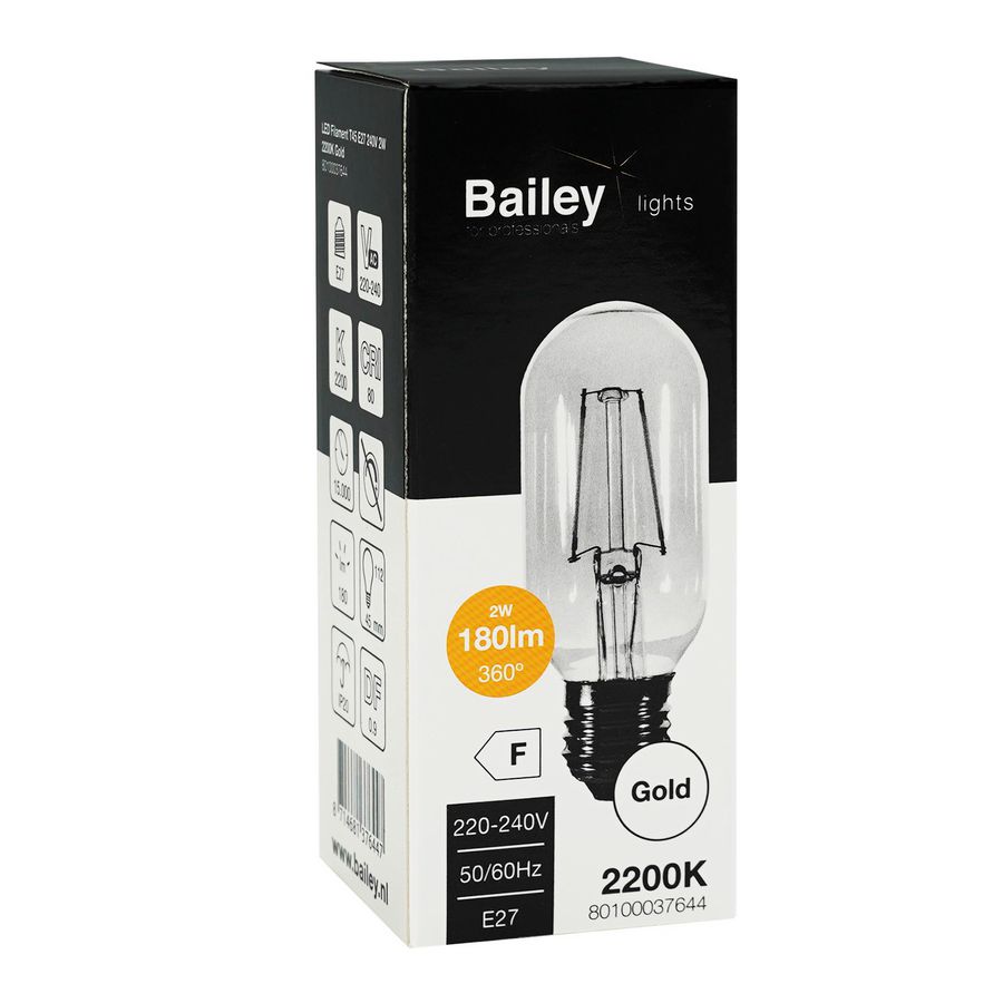 LED-lamp T45 FIL E27 2W 19W 180lm 822 goud