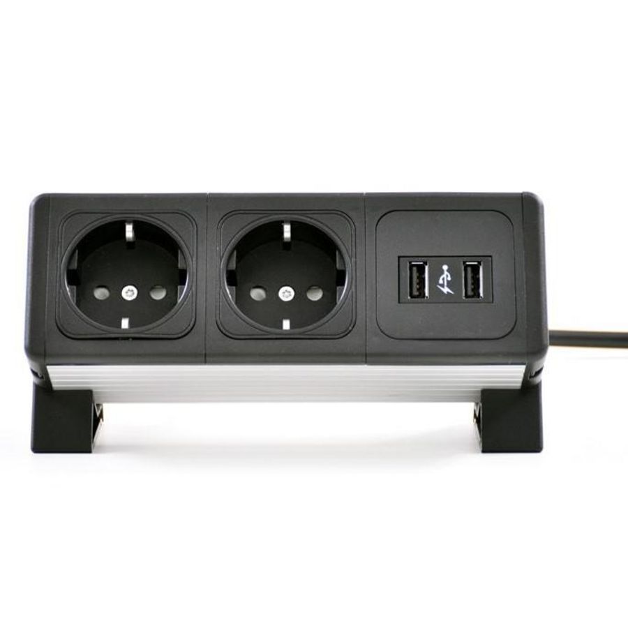 Contactdooscombinatie Netbox slim 2x230v horizon 1xusb lader