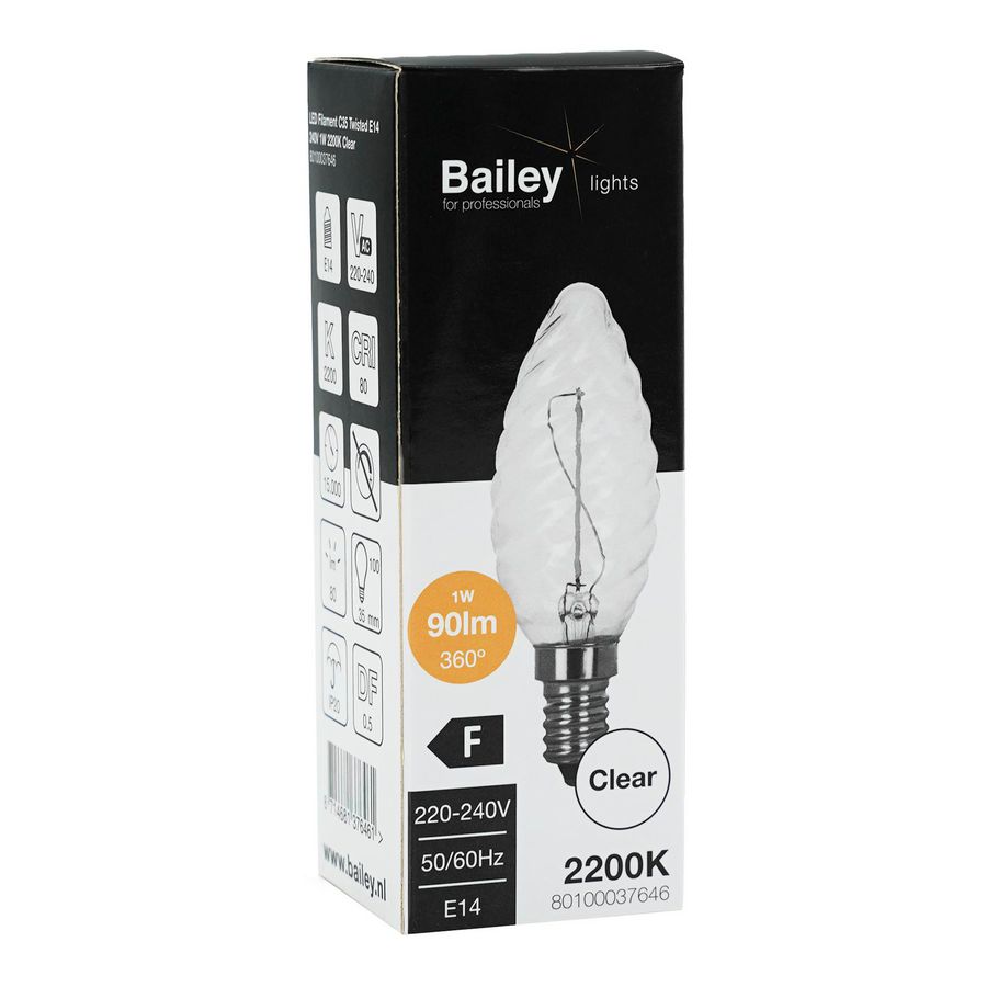 LED-lamp C35 TW CL FIL Twisted E14 1W 10W 90lm 822 helder