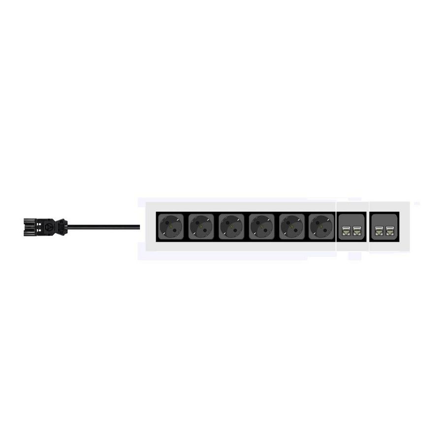 Contactdooscombinatie Netbox style 6x230v 45° 6XRJ45 40cm