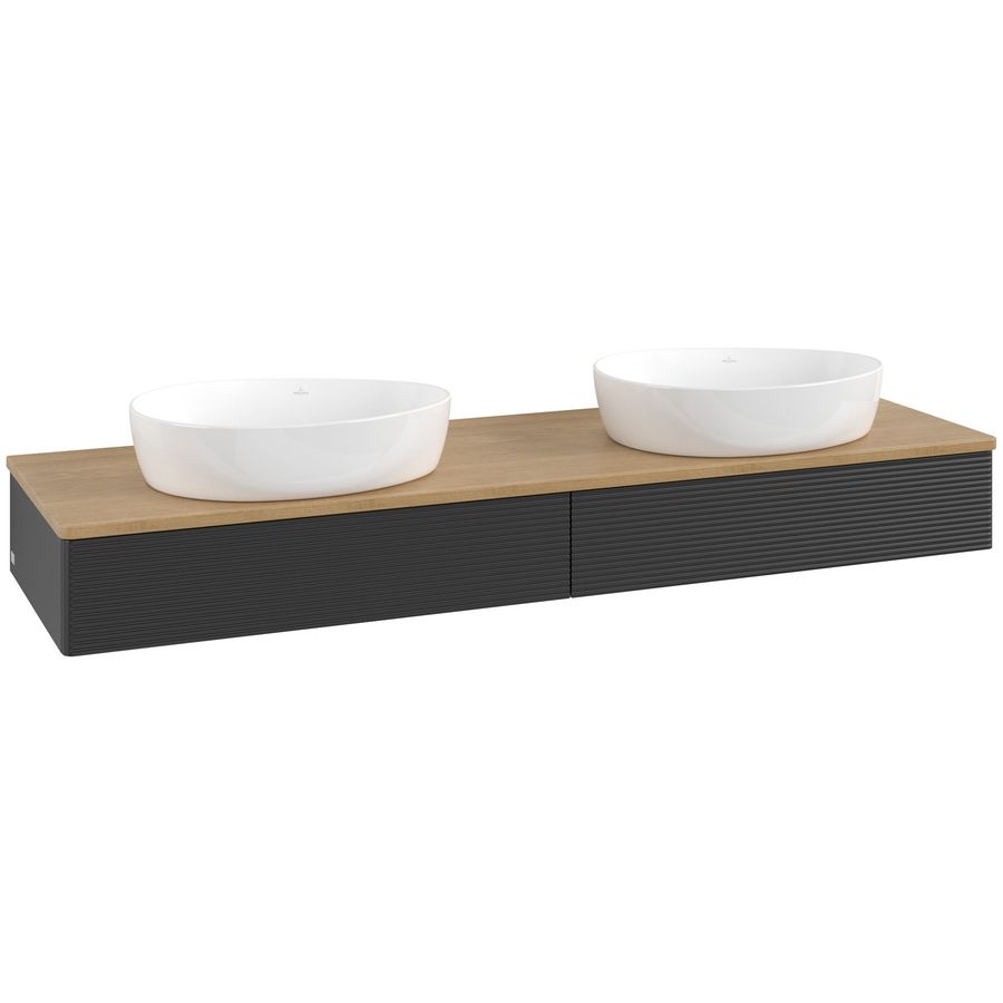 Wastafelonderkast Antao 1600x190x500mm Black Matt Lacquer K17111PD