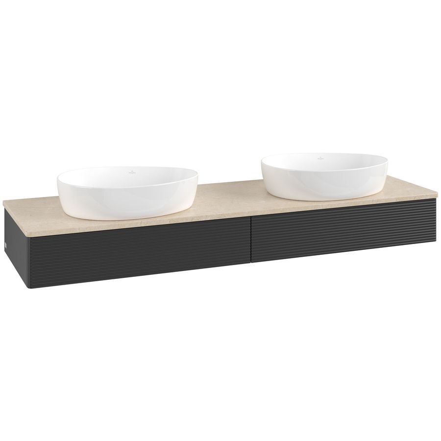 Wastafelonderkast Antao 1600x190x500mm Black Matt Lacquer K17113PD