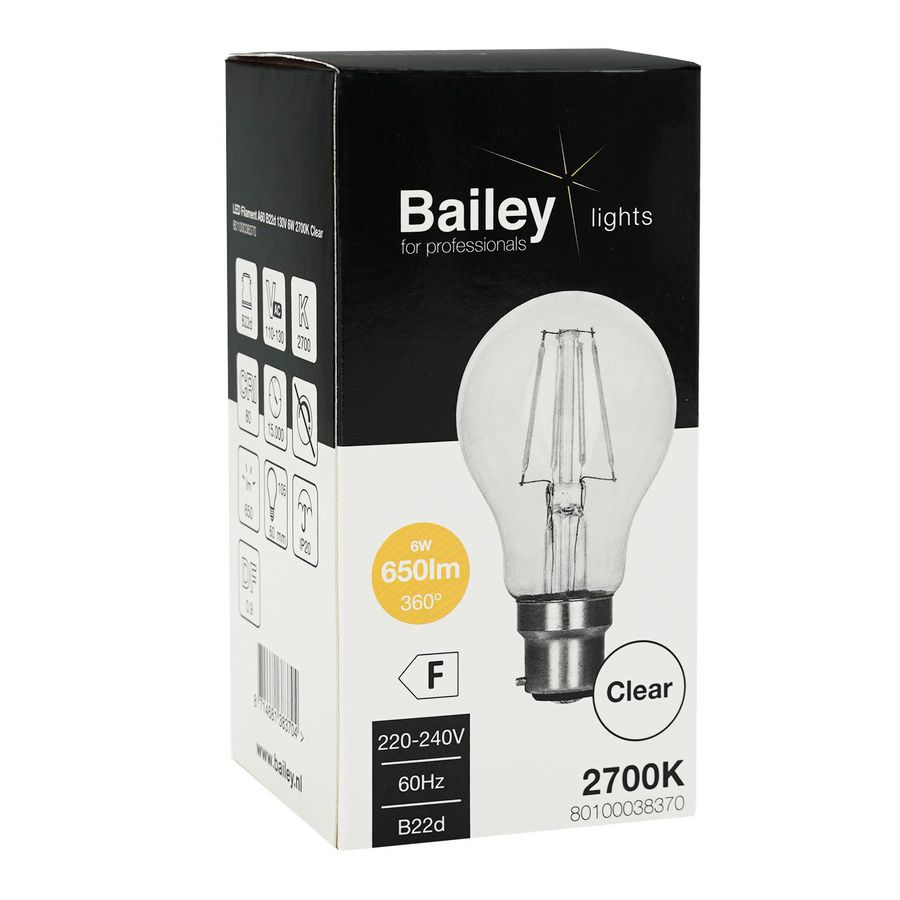 LED-lamp A60 CL FIL B22d 130V 6W 51W 650lm 827 helder