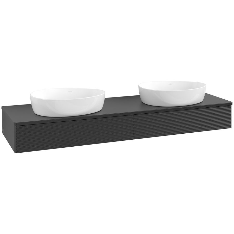 Wastafelonderkast Antao 1600x190x500mm Black Matt Lacquer K17150PD
