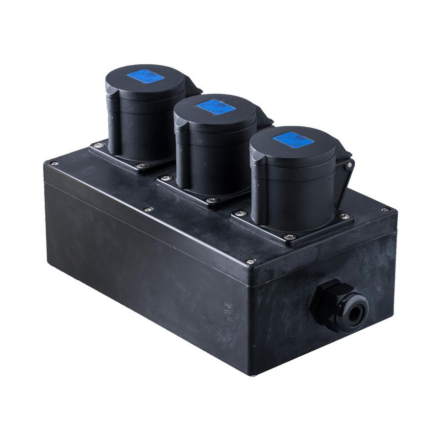 Type 10 volrubber verdeler 3xCEE 16/3/230 zwart