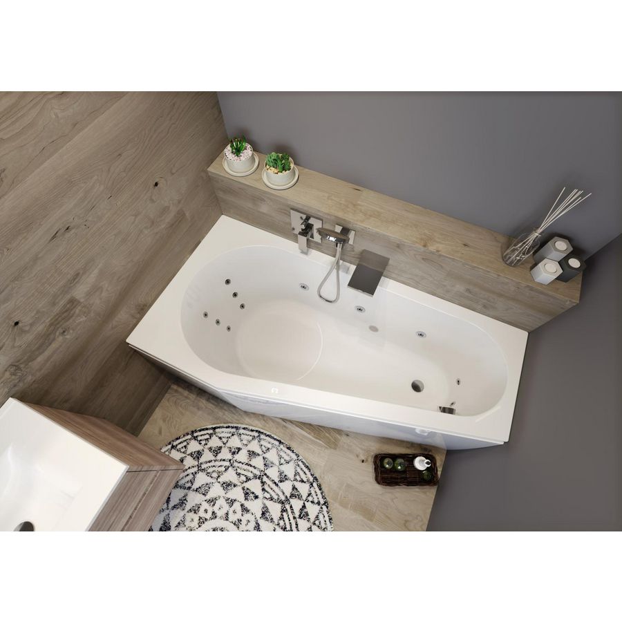 Whirlpool Delta Rihopool 160x80cm systeem FLOW rechts hoogglans wit
