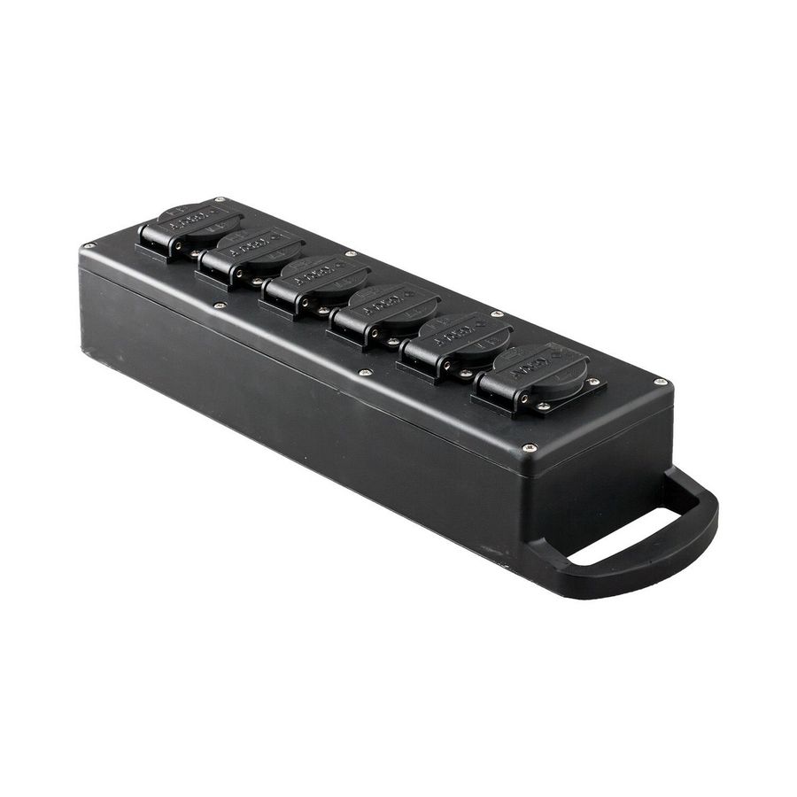 Type 19 volrubber verdeler 6x randaarde zwart VVE=2