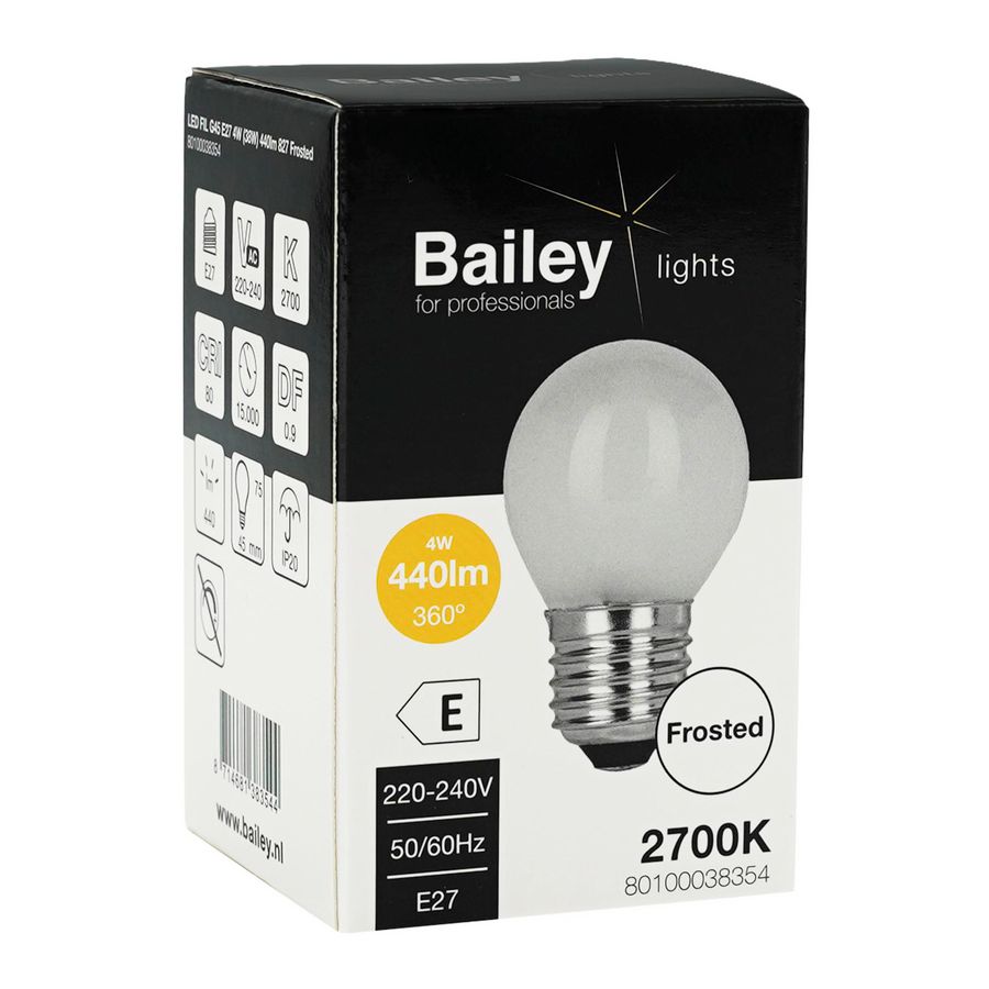 LED-lamp G45 FR FIL E27 4W (38W) 440lm 827 mat