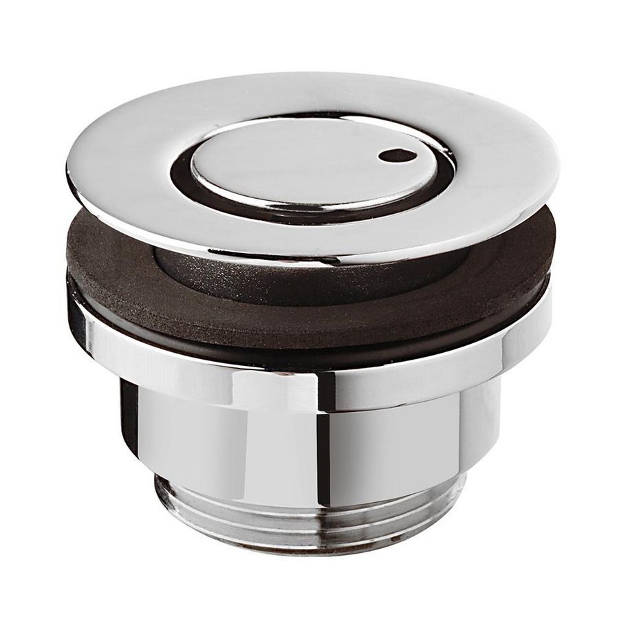 Wastafelafvoerplug rvs-look EYE 1.1/4" univ. ø63mm / 5-65mm vast (niet afsluitbaar)