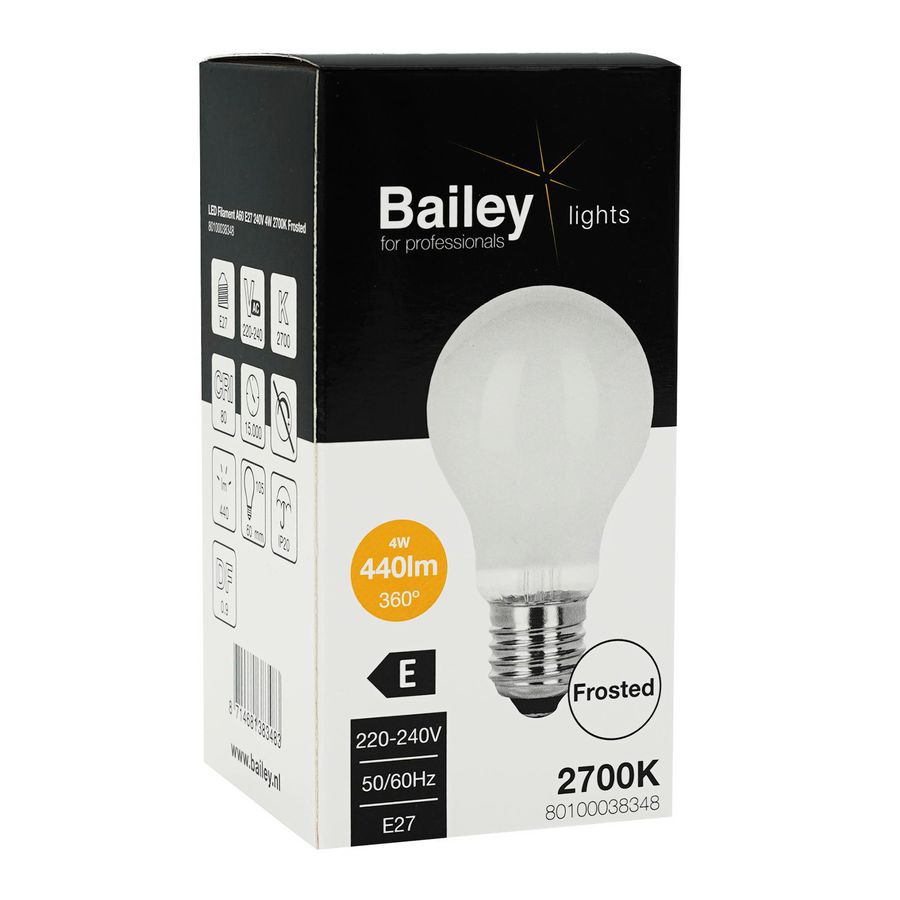 LED-lamp A60 FR FIL E27 4W 38W 440lm 827 mat