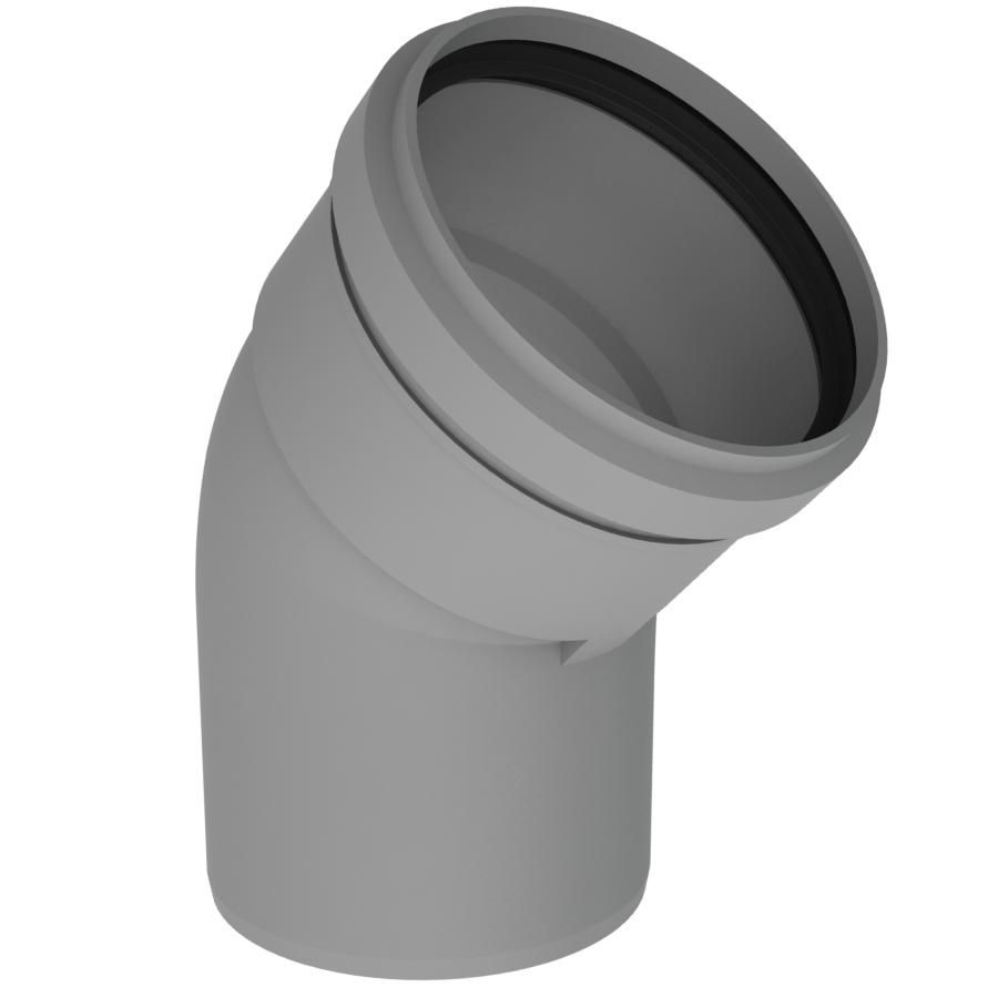 Bocht Twinline PP 100mm 45° grijs