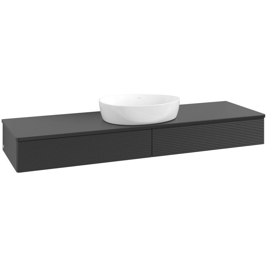 Wastafelonderkast Antao 1600x190x500mm Black Matt Lacquer L14110PD