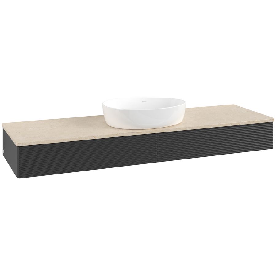 Wastafelonderkast Antao 1600x190x500mm Black Matt Lacquer L14113PD