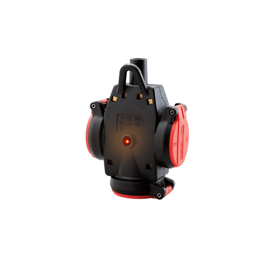 Hangkoppeling 3-voudige SCHUKO rubber rood IP54
