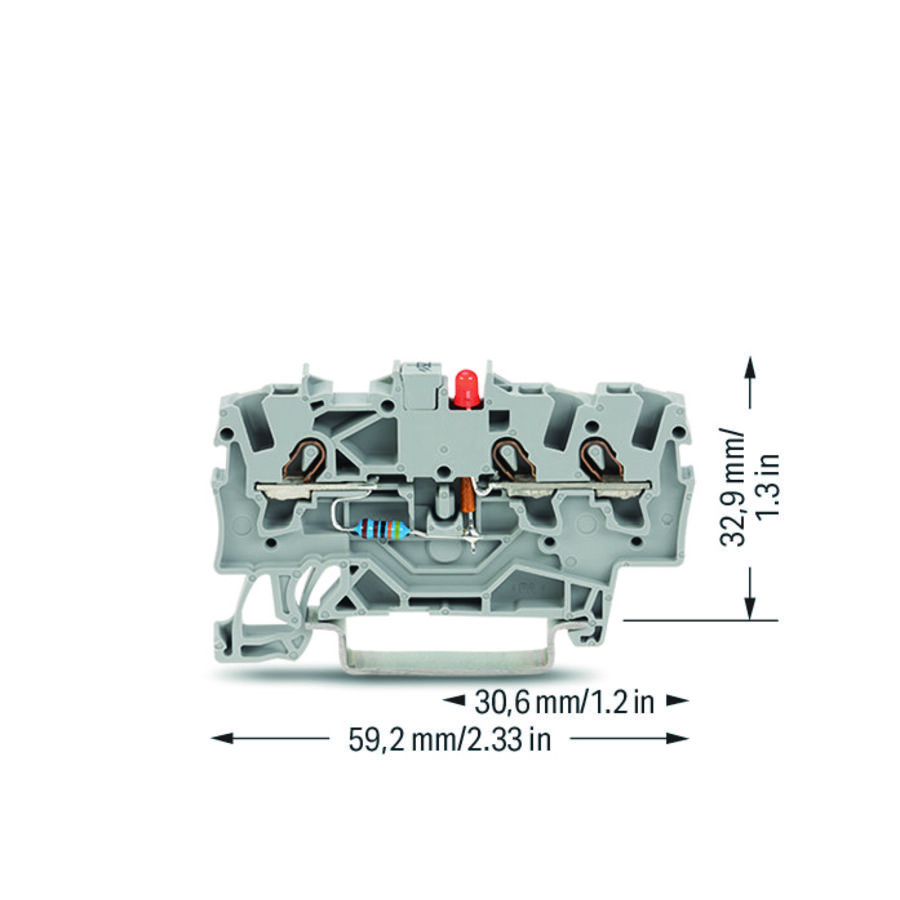 Moduleklem 3-draads LED rood 2001-1321/1000-434 VVE=100