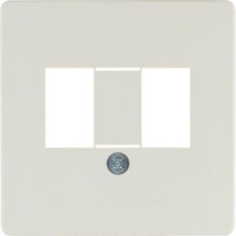 Centraalplaat RJ-datacontactdoos 2-v rechte uitgang wit glans