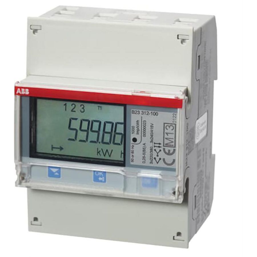 Elektriciteitsmeter 3 fase direct 65A 230/400V AC klasse B