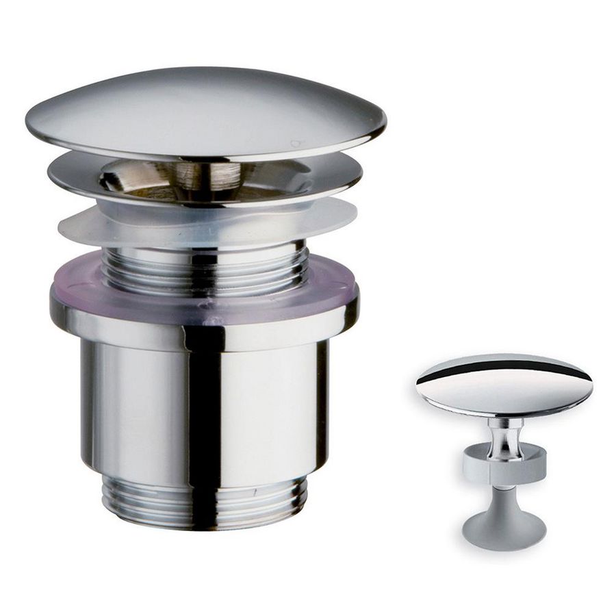 Wastafelafvoerplug UD970 chroom 1.1/4" Ø72mm met no-return stankslot /25-45mm  vast (niet afsluitbaar)